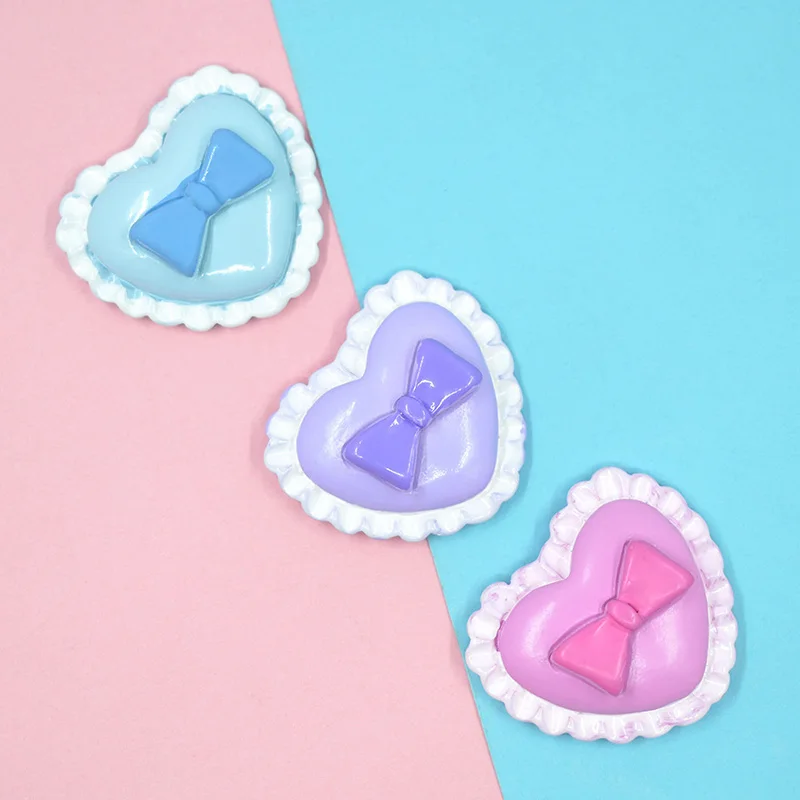 10 pcs 3431mm love cake bow flatback resin miniatures toys diy crafts phone shell patch arts kids hair accessories materials free global shipping