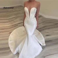 white ivory mermaid wedding dresses appliques beaded 2022 robe de maria bridal gowns cutaway sides elegant vestidos de noiva