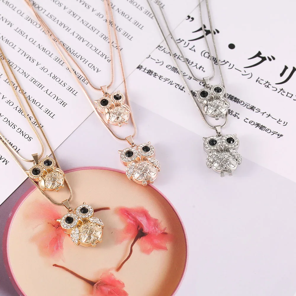 Женское Двухслойное Ожерелье Стразы ожерелье серебристого цвета с кулоном в