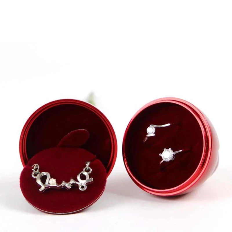 

Girlfriend Gift Box Rose Ring Boxes Jewelry Display Storage Case Box Velvet Lining Engagement Marriage Gifts for Valentine's Day