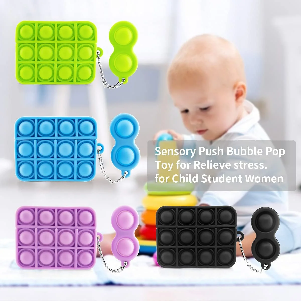 

Push Pop Bubble Toy for Airpod Pro,3D Cute Cartoon Soft Silicone Toy Design Fashion Cool case with Lanyard for AirPods Pro/3/2/1