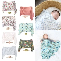 2 pcs newborn swaddle wrapheadband set baby infants pure cotton receiving blanket sleeping bag hair band kit