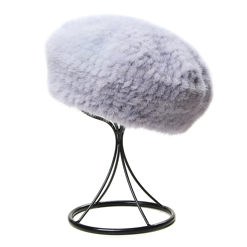 Женская шапка из натурального меха норки зимняя вязаная с ушками плотная 2020 |