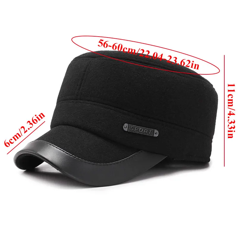 

Men's Father And Grandpa Hat Warm Peaked Caps Woolen Ear Protection Caps Warm Stylish Earflaps Thicken Male Baseball Cap