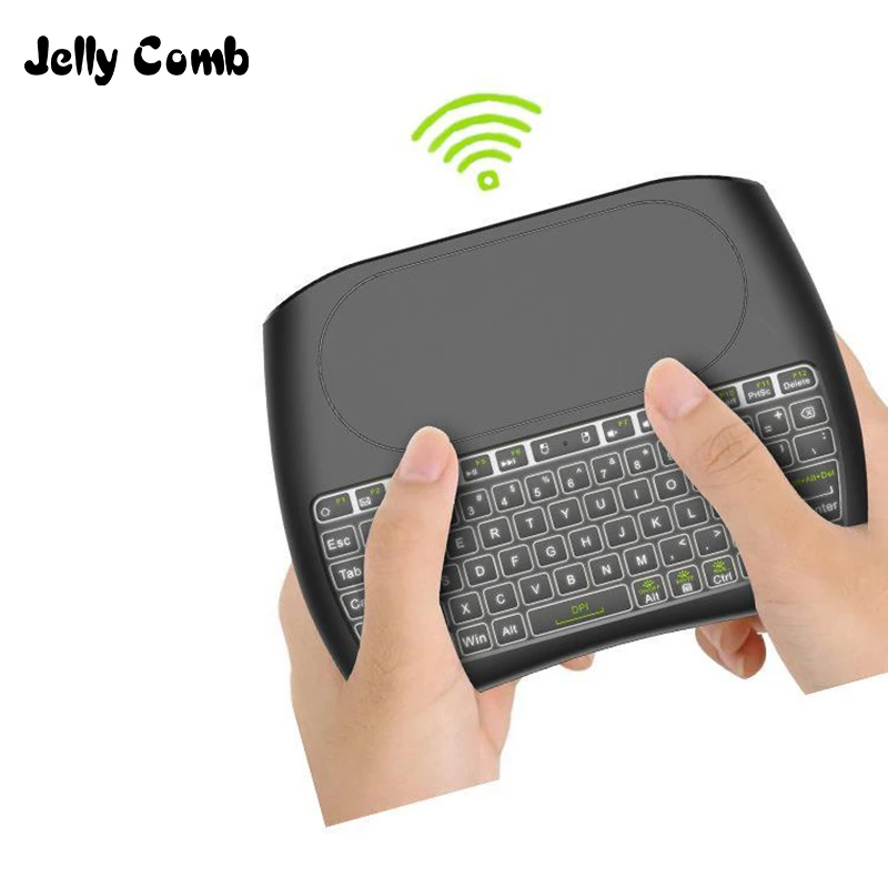 

Беспроводная USB-клавиатура Jelly Comb с тачпадом, большая подсветка 7 цветов, 2,4 ГГц, перезаряжаемая клавиатура, мышь для ноутбука, компьютера, ТВ-...