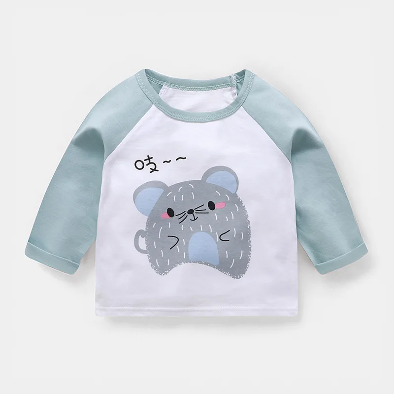 Autumn New Kids Baby Girls Boys Long Sleeve Tops Cotton Round Neck Tee Shirt Blouse Baby Clothes