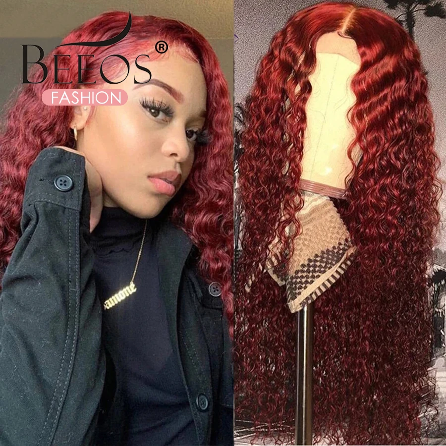 

Dark Red Color Curly Wigs #99j Burgundy Colored 13X6 Lace Front Human Hair Wigs Lace Frontal Wigs Remy Brazilian for Black Women