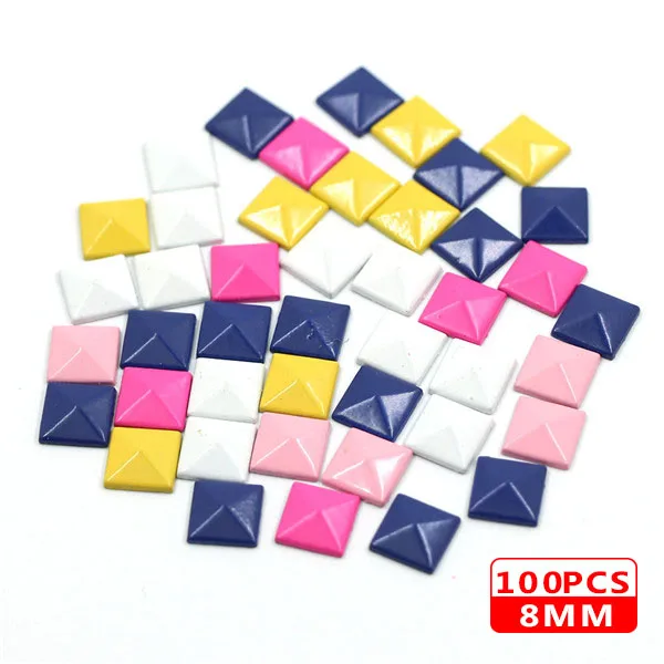 8MM Square Mix 100 шт Горячая фиксация шпильки медь звезда квадратный череп стразы железные заклепки для одежды металлические заклепки DIY панк аксессуары для одежды - Цвет: 8MM Square Mix