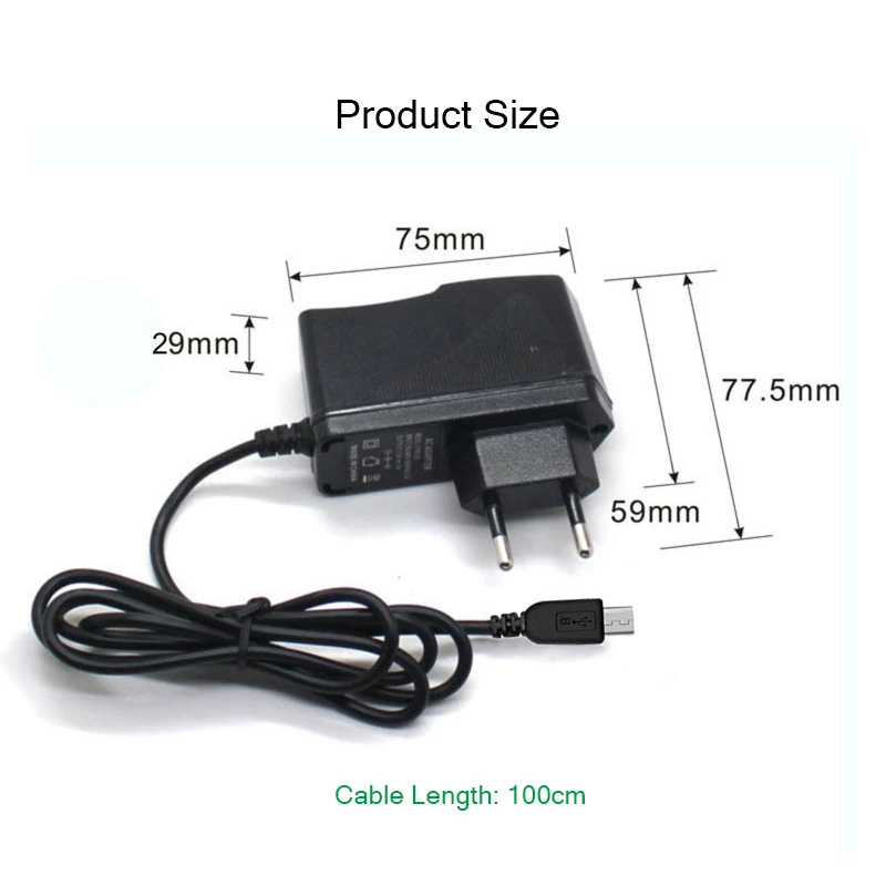 5V 2A DC Micro USB адаптер питания штепсельная вилка ЕС США 110-240V AC Вход 100cm кабель