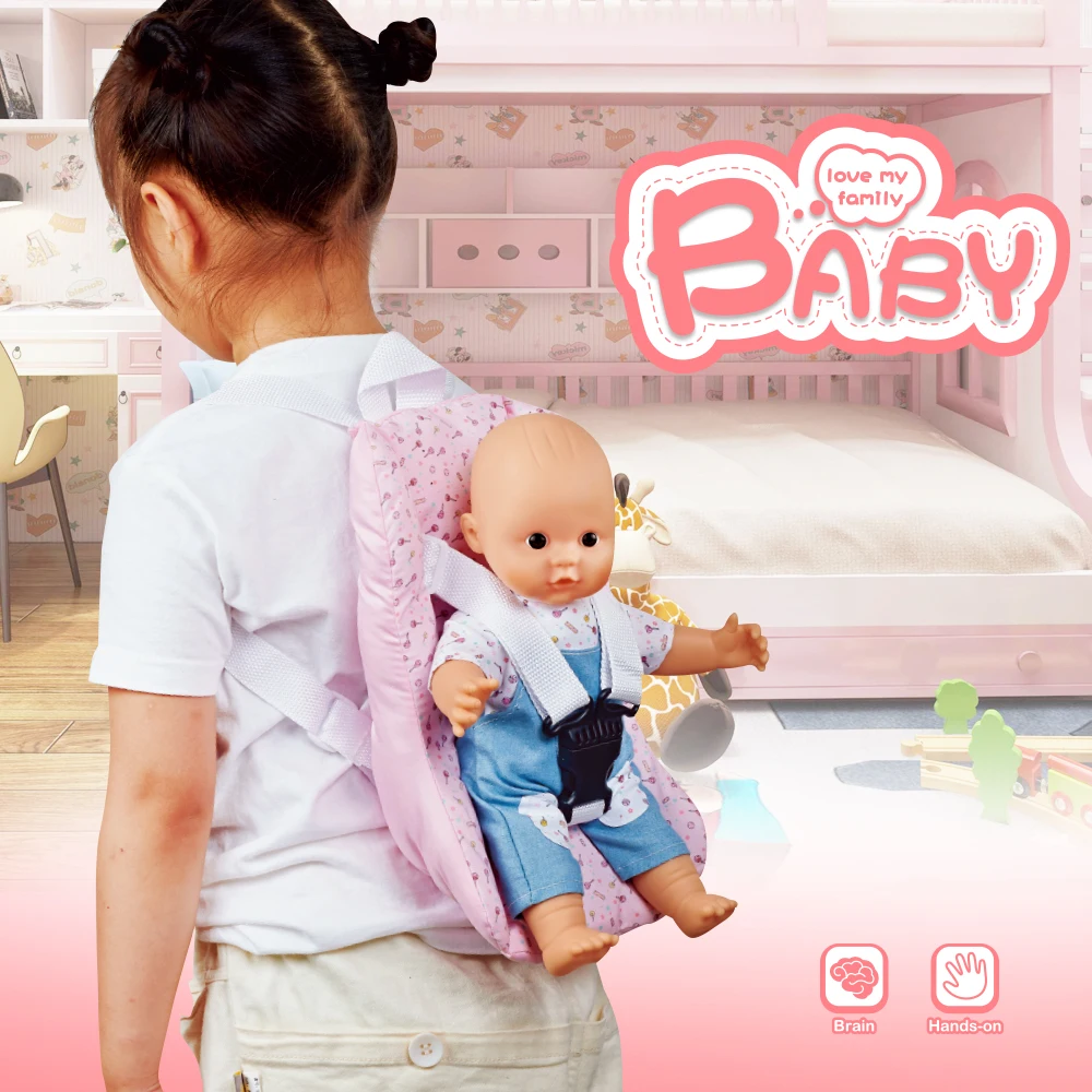 

Car Seat 12inch Soft Vinyl Body Kids Non-Toxic Baby Dolls Toy Accessories Cloth Can Carry on Back Birthday Children's Day Gifts