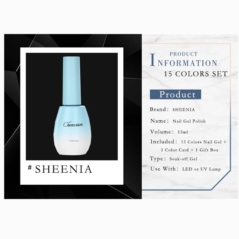 15ML 15 Colors Gel Nail Polish Color varnish Soak Off UV Varnish Base Coat No Wipe Set | Красота и здоровье