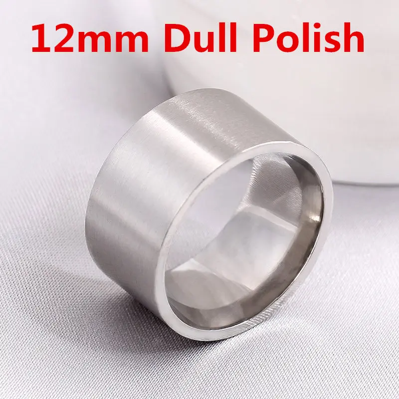12mm Dull Silver 12 мм Ширина черное титановое кольцо для мужчин и женщин - Цвет основного камня: 12mm Dull Silver