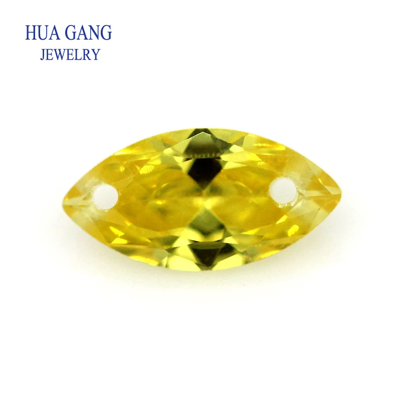 

Loose CZ Stone Double Holes AAAAA Marquise Shape Yellow Cubic Zirconia Stone For Jewerly Making Size 4X8-10x20mm High Quality