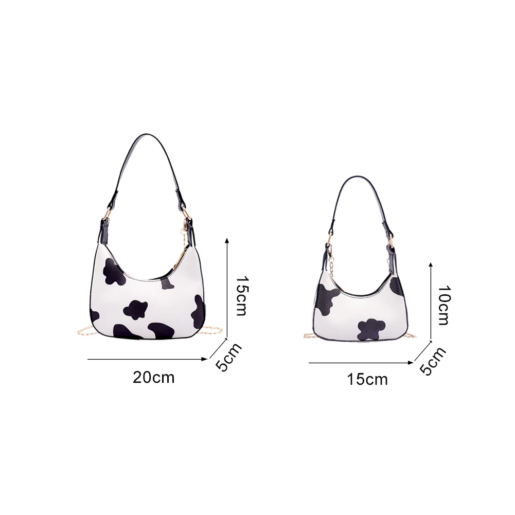 

Fashion Cow Dots Shoulder Bag Women Leather Chain Small Hobos Totes Handbag