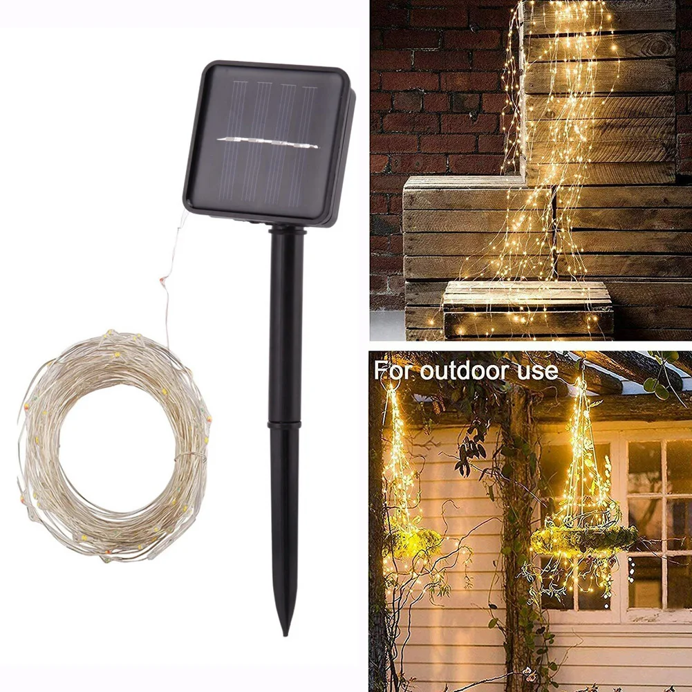 

100/200LED Solar Lights Vines Lights Copper Wire Waterfall Fairy String Lights Outdoor Garden Decoration Garland Lamp Yard Light