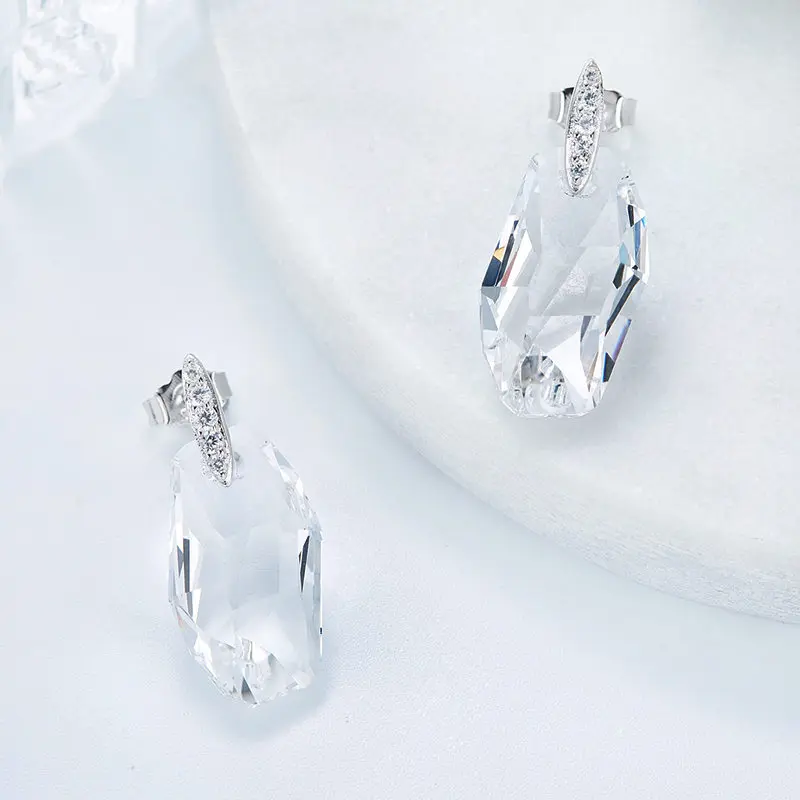 Cdyle 925 Стерлинговое Серебро Висячие серьги с кристаллами женские Свадебные