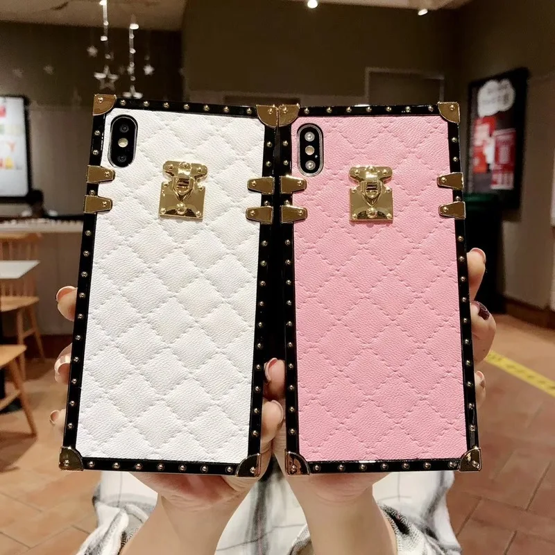 Роскошный квадратный чехол для телефона Samsung Galaxy S8 S9 S10 Plus Note 10 Coque A10 A20 A50 A70 PU кожа
