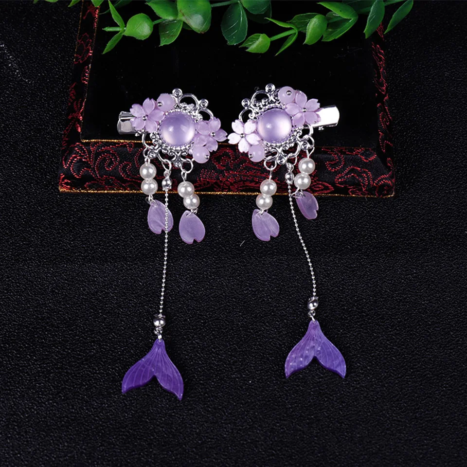 

New Style Hair Sticks Long Tassels Pair of Chinese Style Hair Sticks Butterfly Super Fairy for Women/Kids Headdress