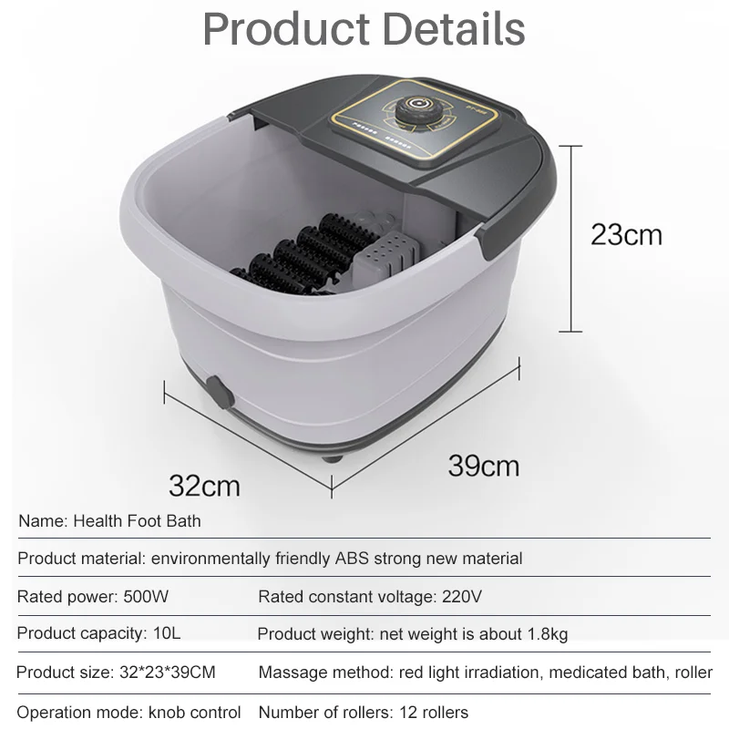 Jinkairui Электрический массажер для спа-ванны ног с тепловыми пузырьками O2 12 роликов
