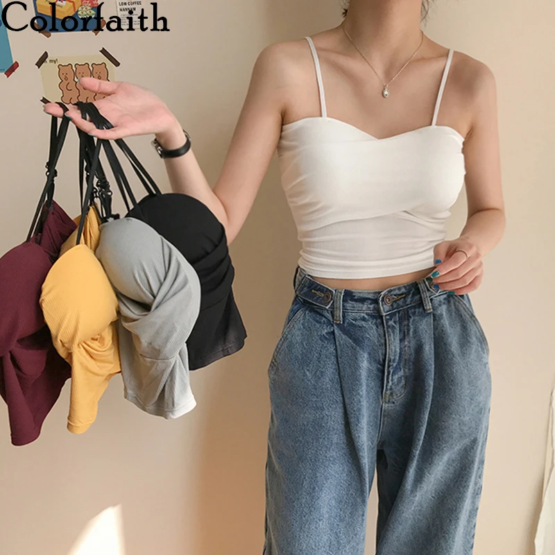 Женский однотонный жилет Colorfaith базовая эластичная плиссированная короткая