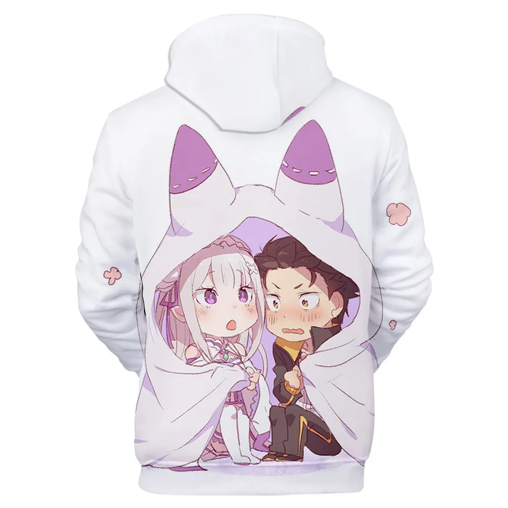 Новинка Аниме Косплей Re:Life in a другой мир от zero Natsuki Subaru Emilia Толстовка с капюшоном