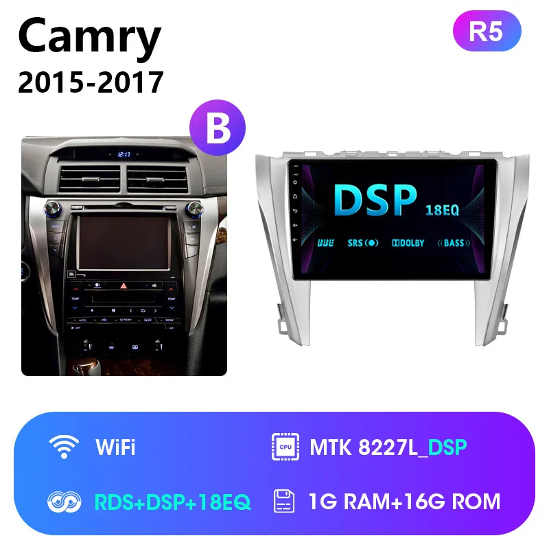 R5 Для Toyota Camry 8 50 55 2012- Android 8,1 2 Din автомагнитола 2G+ 32G coche плееры навигация gps головное устройство RDS тюнер 2din - Цвет: R5
