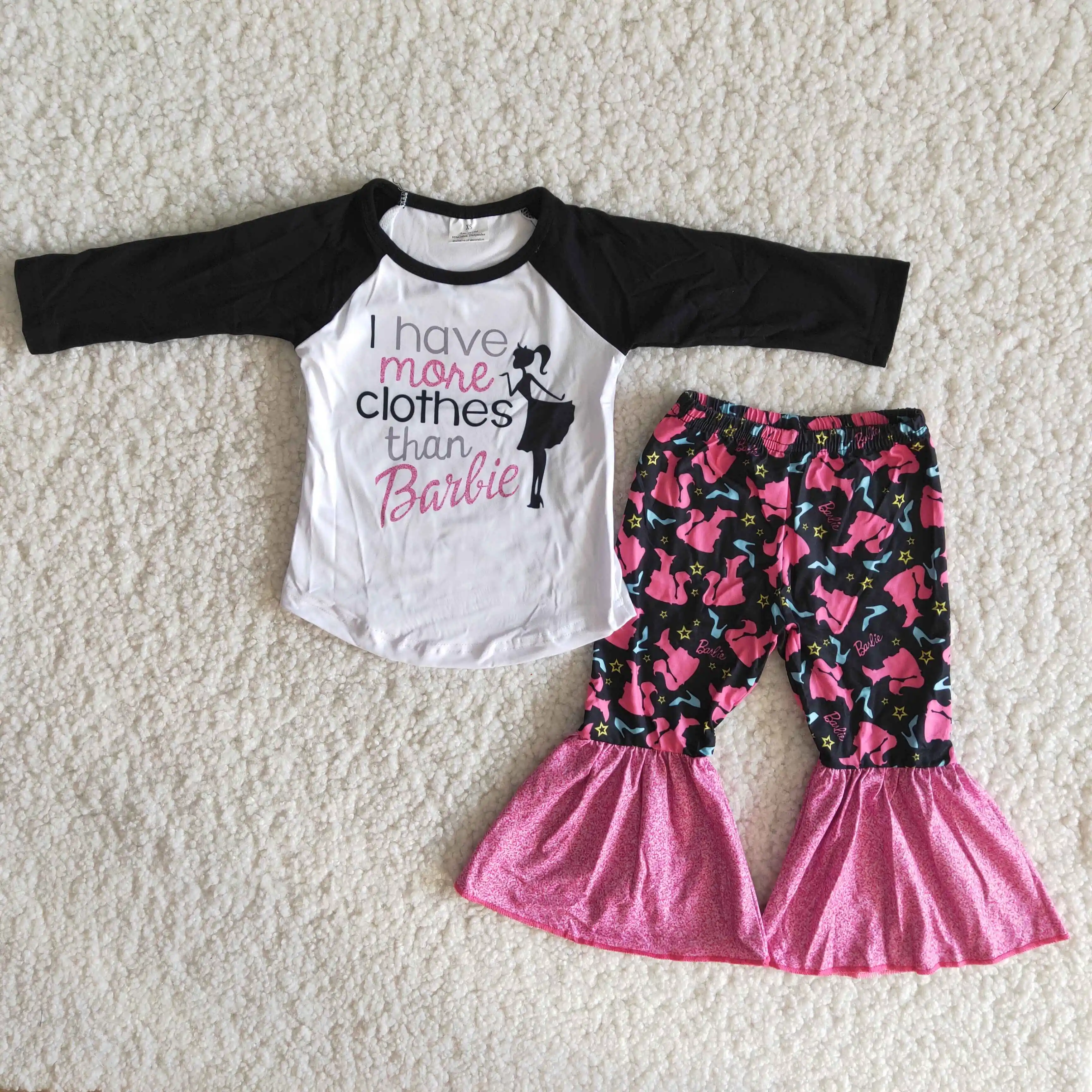 

New Baby Girls Clothes Egg Print Long Sleeve Long Bell-Bottom Pants Toddler Kids Wear