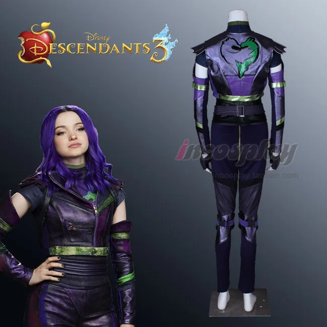 

[Customized] Anime Descendants 3 King Mal Purple Battle Uniform Full Set Cosplay Costume Women Halloween Free Shipping 2019 New.
