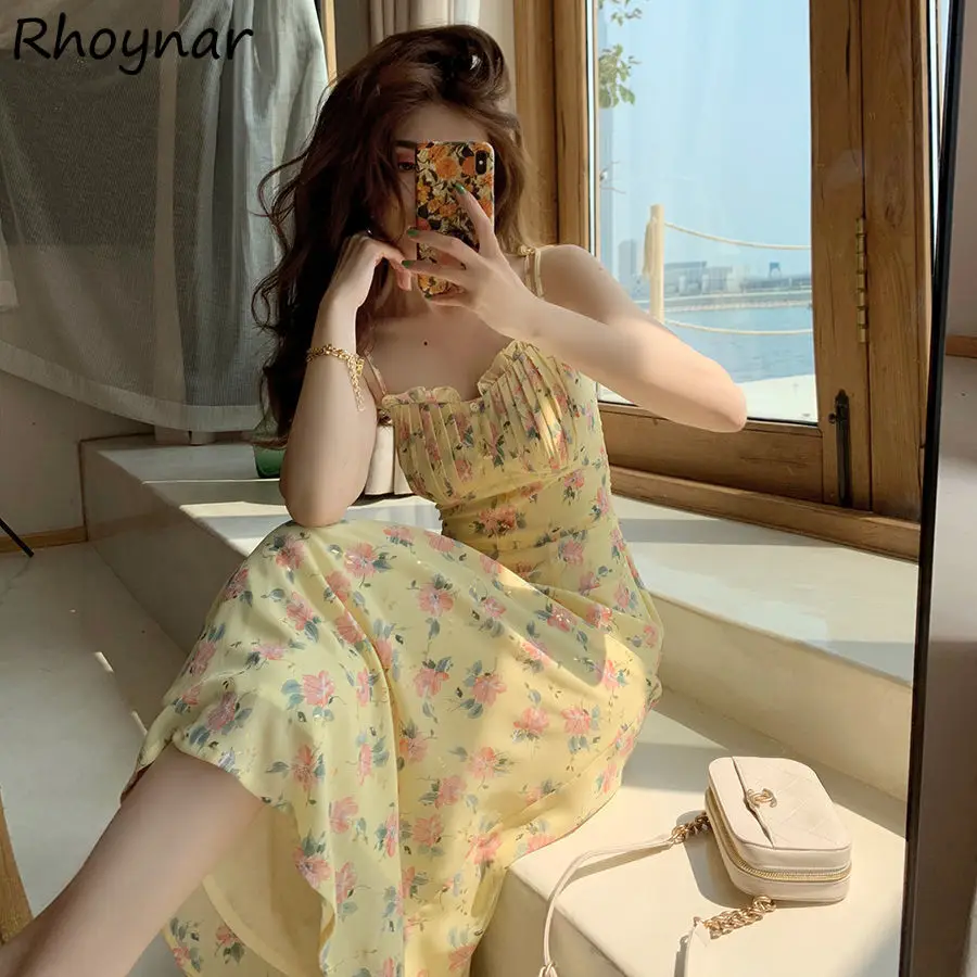 

Sleeveless Dress Women French Style Vintage Vestdios Sexy Streetwear Backless Female Chic Retro Slim Simple Leisure Summer Ins