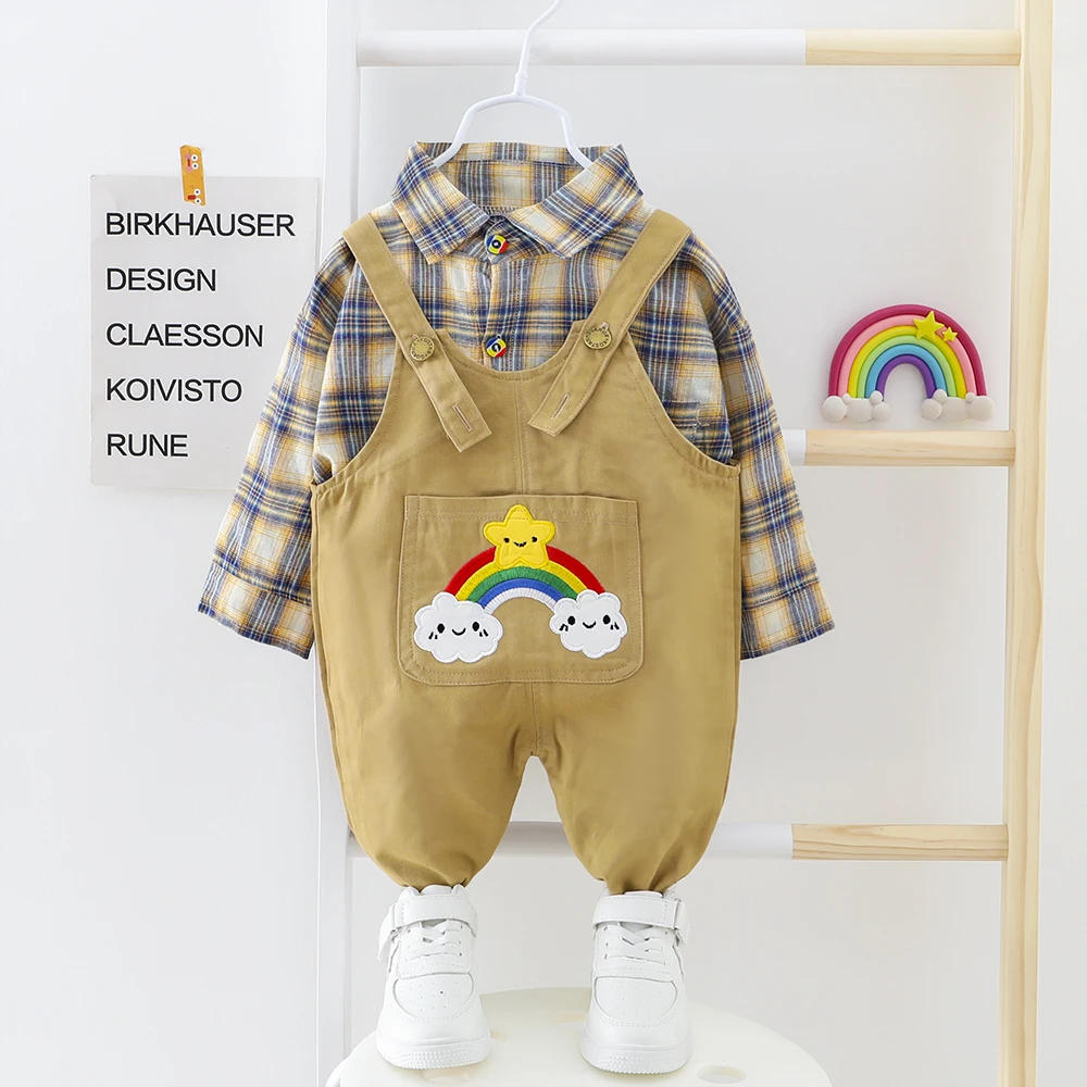 Одежда для маленьких мальчиков комплект малышей комбинезон рубашка + 2 шт./компл.