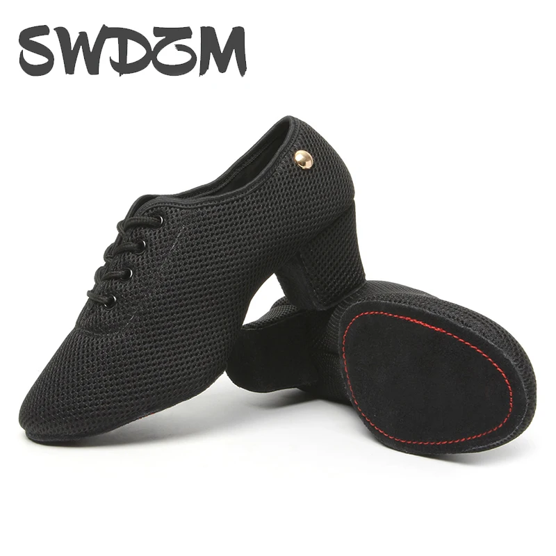 

Tango dance shoes Women low heel Latin Ballroom Dancing shoes Mesh Breath Soft Suede Sole Party Modern Waltz dance Sneakers