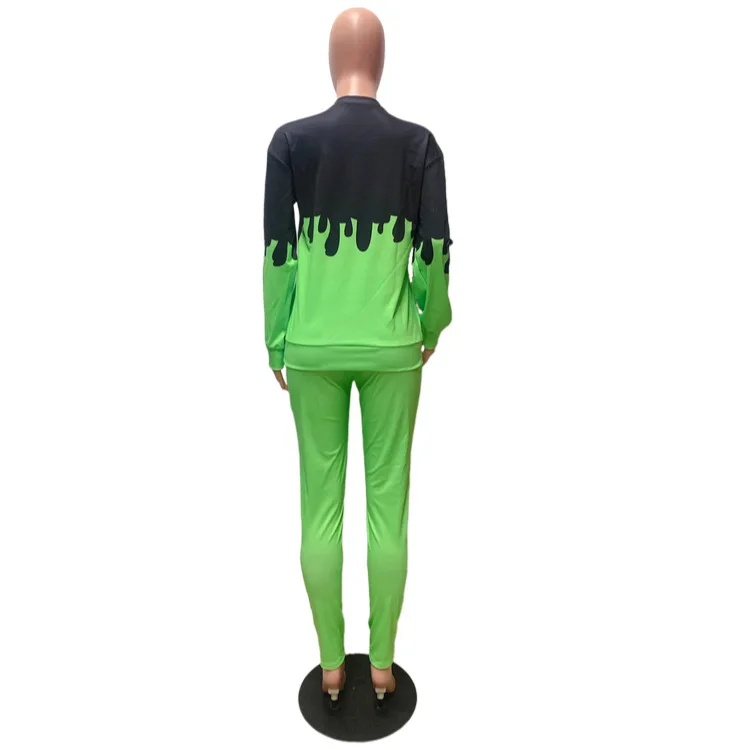 

Fitness Workout Two Piece Sets Casual Graffiti Print Patchwork Long Sleeve Women Sweatshirt Joggers Pants Suit Outfit Tracksuit