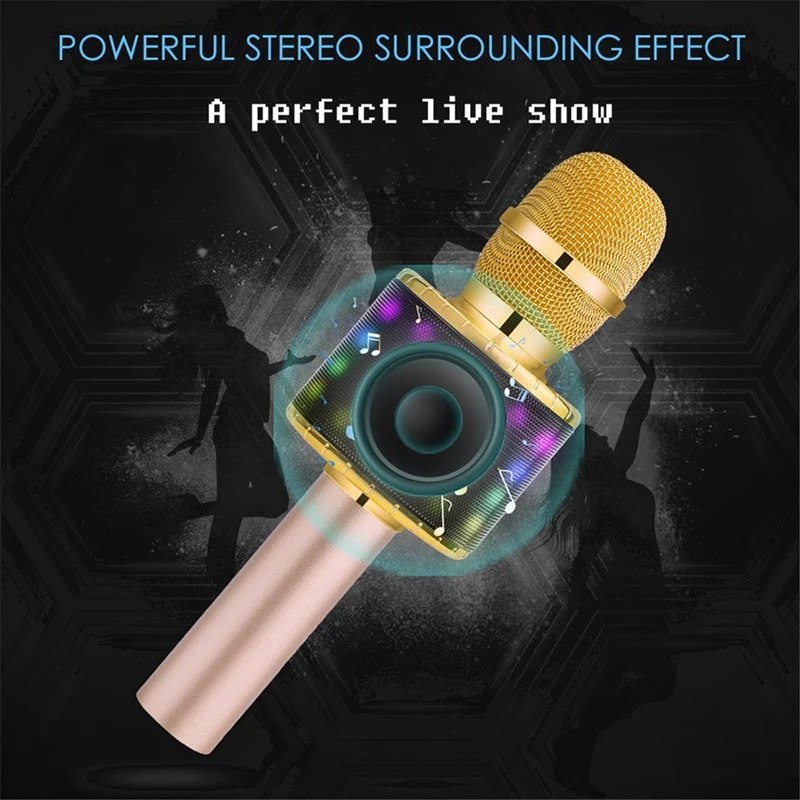 

7 Colors Led Light USB Bluetooth Wireless Microphone Speaker Handheld Microphone Ktv Karaoke Mic Music Player