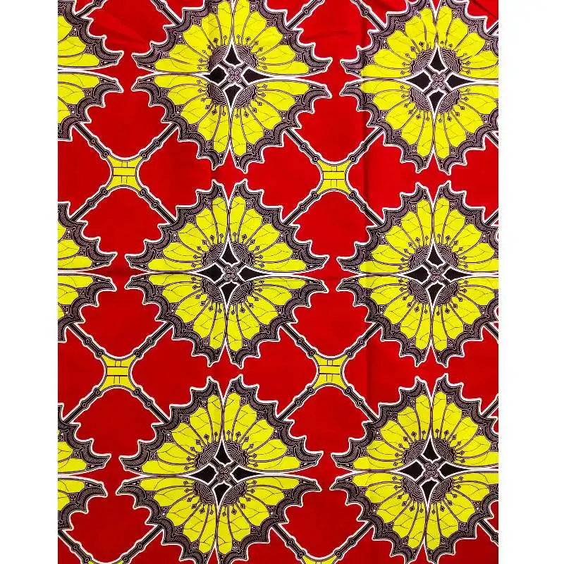

red and gold African real wax prints veritable wax ankara printed fabric 6yards cotton design dashiki wedding
