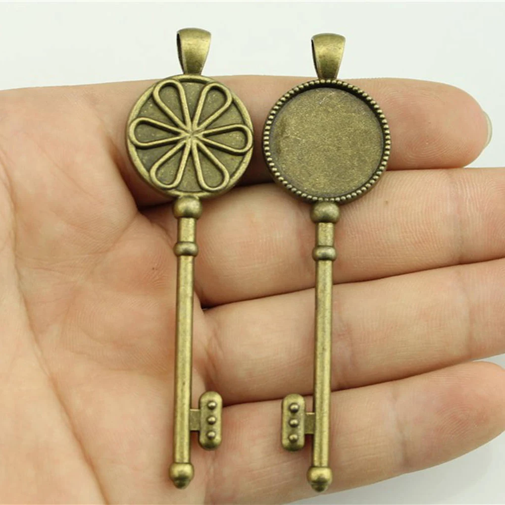 

Pendants for jewelry wholesale 20mm Round Key Style pendant base 2pcs