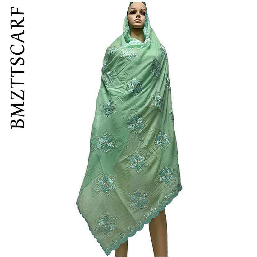 100% хлопковые шарфы африканские женские мусульманская вышивка платок с камнями