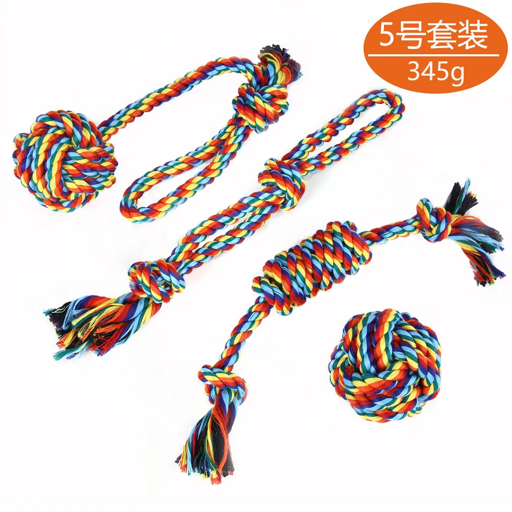 

Suit 5 Pet Molar Supplies Cotton Rope Toy Dog Bite-resistant Cleansing Cotton Rope Knot Set