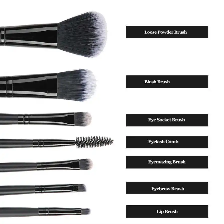 

Easy To Wear 7pcs Makeup Brushes Set Foundation Blush Powder Concealer Brushes with Storage Bag Makeup Brushes