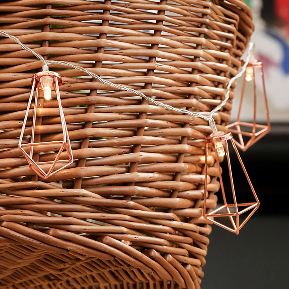 

1.5M/2M/3M Metal Art Diamond LED String Lights 10/20LED Fairy String Light Outdoor Garden Garland Lamp Party Wedding Decoration