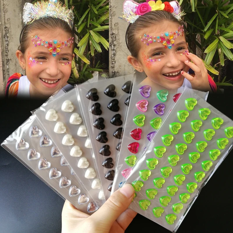 1 шт. 3D Самоклеящиеся модные наклейки на лицо с любовным сердцем украшения Стразы