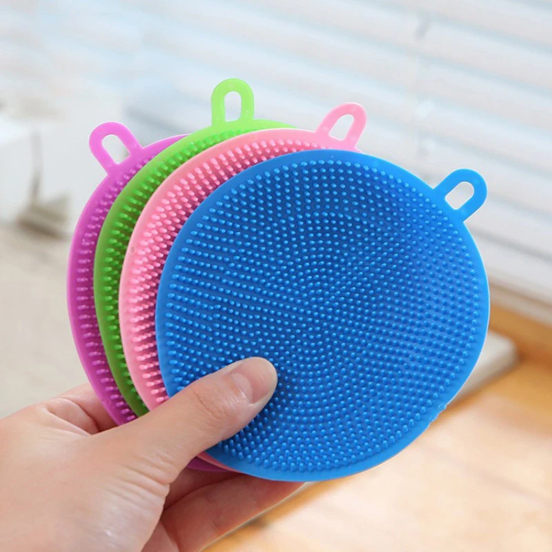 

2-6PC Silicone Cleaning Brush Wash Fruit Vegetable Dish Bowl Pot Pan Cleaner Sponge Scouring Pads Home Kitchen Tool Accessories