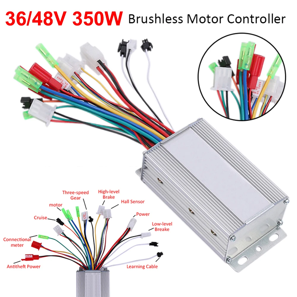 Electric Bike Brushless Motor Controller DC 36V/48V 350W Bicycle Accessories for E-bike Scooter | Спорт и развлечения