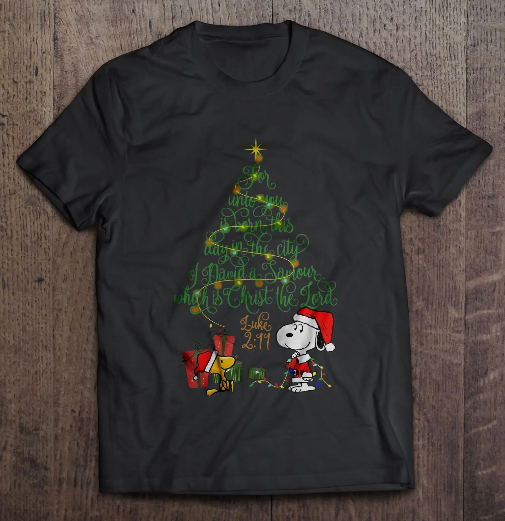 Snoopy и деревянные рождественские фтуболки с деревом|Мужские футболки| |