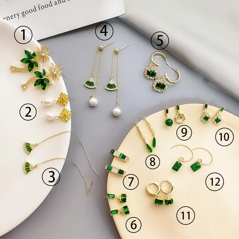 Винтажная Капля воды свежий зеленый хрустальный камень длинные серьги