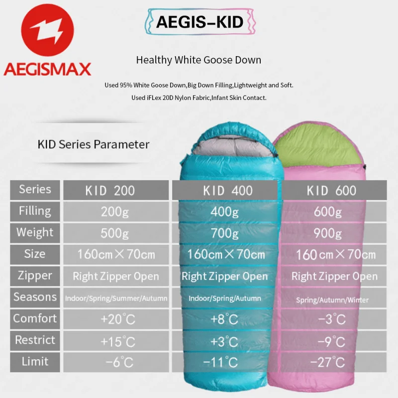 AEGISMAX детский конверт спальный мешок для детей кемпинга уплотненный белый