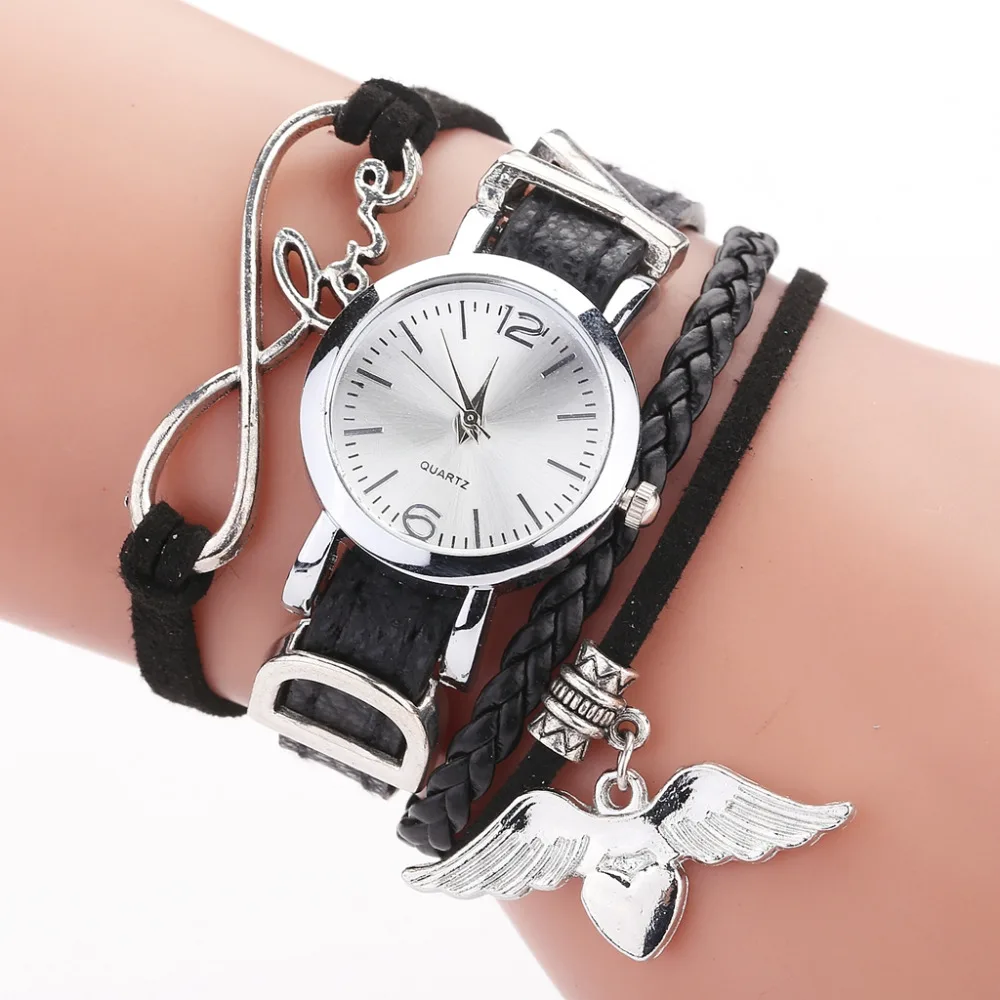 

Duoya Brand Watches For Women Luxury Silver Heart Pendant Leather Belt Quartz Clock Ladies Wrist Watch 2021 Zegarek Damski