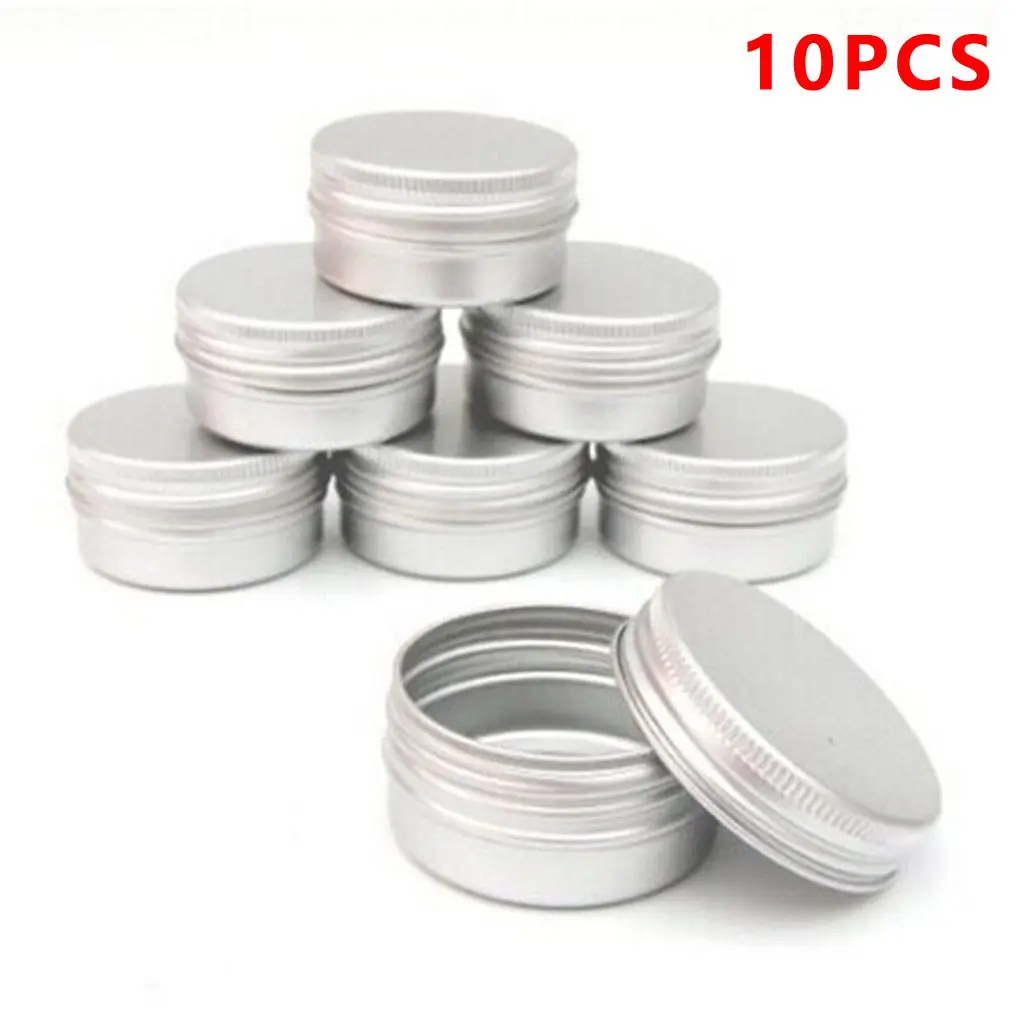 

10pcs Empty Aluminum Cream Jar Tin Cosmetic Lip Balm Containers Nail Derocation Crafts Pot Bottle Screw Thread Podwer Box