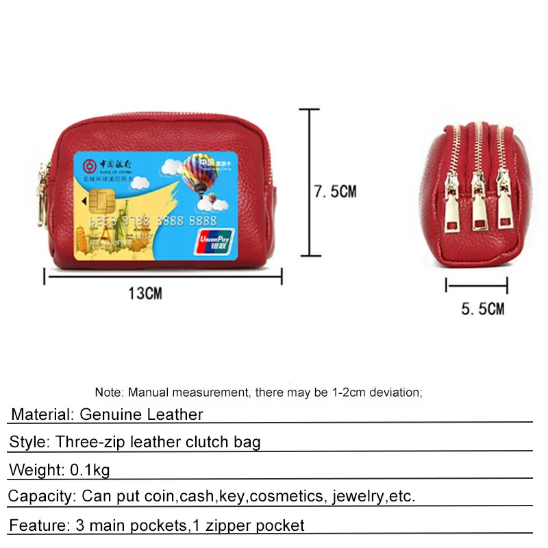 Модный короткий кошелек для монет Женский из натуральной кожи повседневные