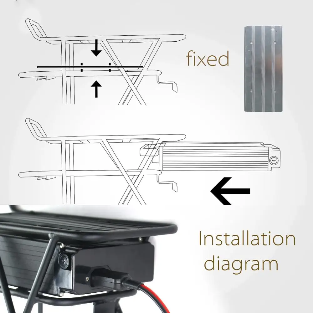 

48V 15Ah Rear Rack EBike Battery 18650 Lithium Electric Bike Batteries With Double Luggage Hanger for Bafang 1000W Bicycle Motor