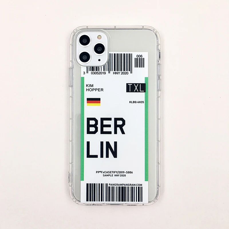 Berlin Горячая Распродажа, американский городской ярлык, штрих-код, чехол для телефона, для iPhone X, XS, 11 Pro, MAX, XR, 6s, 7, 8 plus, простая буква, Нью-Йорк, прозрачный силиконовый чехол - Цвет: Berlin